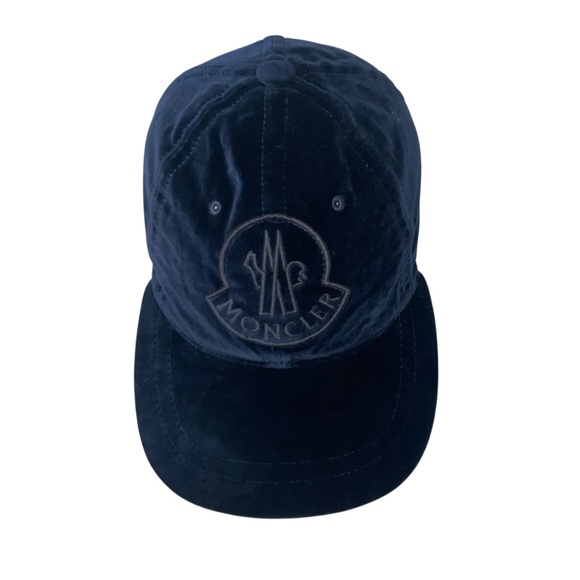MONCLER Navy Logo Patch Velvet Baseball Cap Hat One Size - Picture 8 of 15